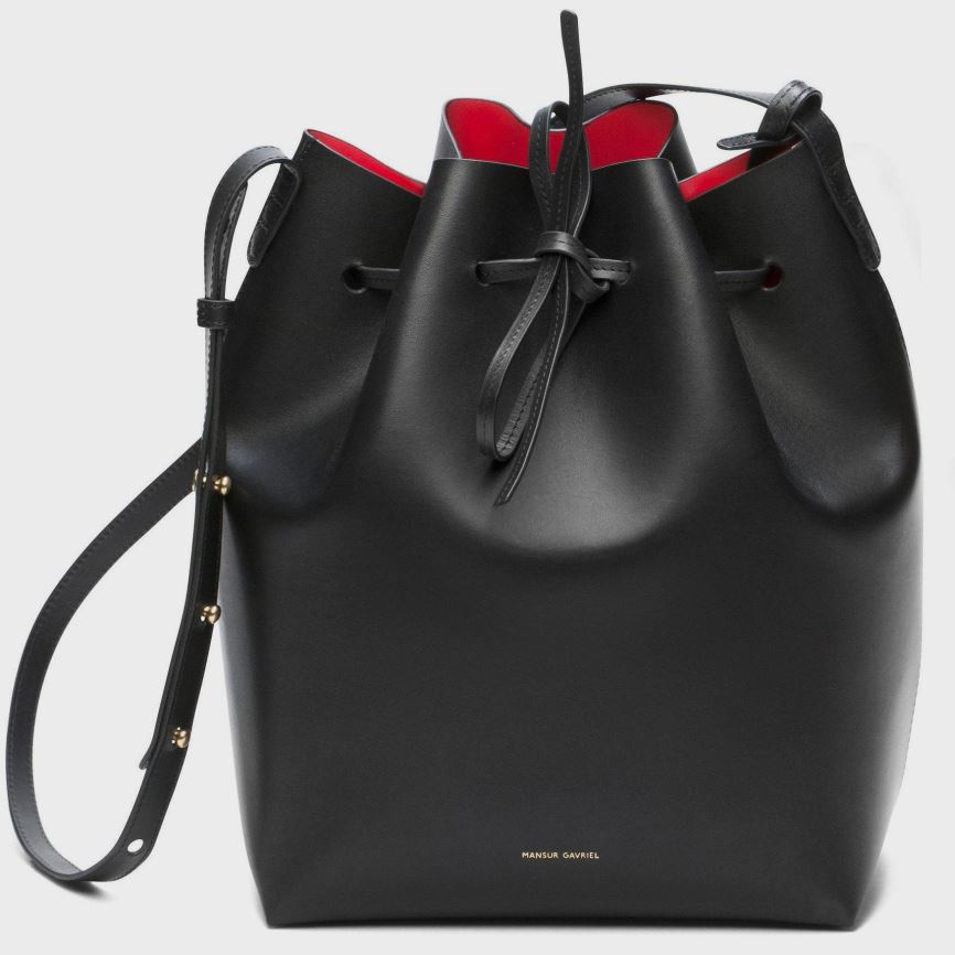 Women\'s Mansur Gavriel Vegetable Tanned Leather Bucket Bags Black | AU 5M76QE